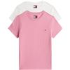 Tommy Jeans Donna T-Shirt Maniche Corte Confezione da 2 con Scollo Rotondo, Multicolore (Ecru/Mystic Pink), XS