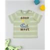 Prénatal T-shirt verde rigata "good wave"