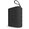 JAZ cassa wireless mini con laccio, speaker portatile, 3 Watt di potenza, compatibile con chiavette USB, schede SD, cavo AUX, mcirofono integrato, controlli multifunzione, in tessuto, nero