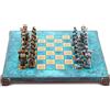 MANOPOULOS Set Di Scacchi Metallico Guerriero Spartano 28Cm Turchese In Ottone Manopoulos