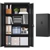 SONGMICS Armadio Portadocumenti, Armadietto in Metallo, Mobile da Ufficio con Chiusura, 2 Ante, Acciaio, 80 x 40 x 140 cm, 3 Ripiani Regolabili, Nero Opaco OMC020BD01
