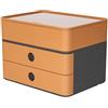 HAN 1100-83 - Cassettiera SMART-BOX PLUS ALLISON, design moderno, con 2 cassetti e porta utensili, colore: caramel brown