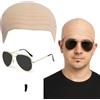MUNSKT Accessori Cosplay, Set Cosplay, Cuoio Capelluto Calvo, Cool Sun Eyes, Piccolo Pezzo Di Barba Finta Nera, Costume Da Festa Uomo