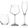 Set 18 Pezzi (6 Flute - 6 Bicchieri Acqua - 6 CALICI Vino) Cristallo Trasparenti Rcr Ego Made in Italy