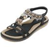 Acfoda Sandali Donna Estive Tacco Bassi Comode Eleganti Infradito Gioiello Ciabatte da Spiaggia Casual Antiscivolo Scarpe con Strass Nero 41 EU = 42 CN