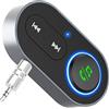 GizmoVine Ricevitore Bluetooth Auto, Aux Adattatore Jack 3.5 mm, Cancellazione del Rumore, Doppia Connessione, Mini Blouthoot Receiver per Auto Stereo Casa/Altoparlante/Cuffie Cablate