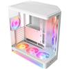 NZXT H6 RGB+ Case PC ATX compatto a doppia camera - Ventole RGB e Control Hub Lite preinstallati - Radiatore da 360 mm - Pronto per back-connect - Vetro curvo senza soluzione di continuità - Bianco