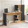 LBSIGN Scrivania Libreria Moderna 150 Cm Con Anta Laterale Legno E Nero Lambda