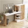 LBSIGN Scrivania Libreria Con Ripiani Laterali 152x40x120H Rovere E Bianco Laura