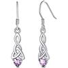 Silvora Orecchini Pendenti con Nodo Celtico in Argento Sterling a Forma di Cuore per Donne Orecchini non Sensibili Pietra Portafortuna 12 Mesi Gioielli Vintage con Pietra di Nascita