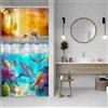 SDOTPMT 90x183cm Estate Oceano Tenda da doccia Squali Tartarughe Coralli Sotto il Mare Balene Gabbiani Sera Sole Palme sull'Oceano Tenda per vasca da bagno Decor Tessuto Poliestere con Ganci
