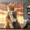 Generic Tramonto Tenda da Bagno Gatto soriano animale 180x200 cm, Poliestere Impermeabile, Antimuffa, Lavabile con 12 Ganci