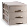 PlasticForte Cassettiera Organizer Effetto Rattan 3 Cassetti Tortora 26 x 35 x 27 cm