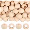 PONABEADIY Perline di Legno macramè Naturali da 20mm, 100 Pezzi, con Fori Grandi, Rotonde, Lisce, in Legno Antico, Bianche, Sfuse, per La Creazione di Gioielli, Bracciali, Collane, Decorazioni Artigi