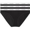Calvin Klein Donna Slip Taglio Bikini Confezione da 3 Cotone Elasticizzato, Nero (Black/Black/Black), XL