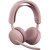 Logitech Zone Wireless 2 ES Per le aziende - cuffie wireless doppie con ANC ibrido adattivo | certificate per Microsoft Teams | Rosa