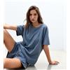Intimissimi Pigiama Corto In Cotone Fiammato Simply Lounge Blu
