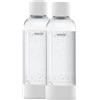 Mysoda - Bottiglia per Gasatore d'Acqua Senza BPA con Chiusura Rapida e Dettagli in Legno Composito 2x1L - Bianco