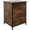 Relaxdays Comodino Relaxdays, 3 cassetti, H x L x P: 60 x 40 x 40 cm, Comodino da Notte, Metallo e MDF, Marrone/Nero
