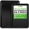 Nutrichef Set Teglie da Forno Antiaderenti 2 Pezzi, Pirofila da Forno 39x26x1,7 cm in Acciaio al Carbonio, Teglia Forno Rettangolare per Pizza, Pane, Biscotti, Sicura e Facile da Pulire