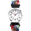 JewelryWe Orologio da Polso in Tessuto da Unisex: Orologio Cinturino Elastico Regolabile con Calendario Facile da Leggere Lancetta dei Secondi e 24 Ore
