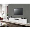 Dmora - Mobile porta TV Jacopo, Credenza bassa da soggiorno, Base porta televisione, 100% Made in Italy, cm 220x43h46, Bianco lucido