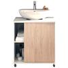 MUEBLES PITARCH | Mobile basso per lavabo, armadietto da bagno, larghezza 60cm, con ruote, 1 porta a sinistra o a destra, Bianco e Rovere Aurora, modello Sintra
