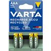 Varta Batteria Ricaricabile AAA MiniStilo, 800 mAh, Confezione da 4 Pezzi, Pre-caricate, Pronte all'Uso