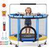 VEVOR Trampolino Elastico per Bambini Carico 60kg con Rete di Protezione, Mini Trampolino Tappeto Elastico Integrato in PVC per Rimbalzo Manubrio a 3 Livelli Rete di Protezione per Bambini 3-12 Anni