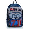 Seven Zaino Outsize - STREET PLAYER, Blu, Doppio Scomparto, Tasche multifunzione, Per bambini e ragazzi, Scuola e tempo libero