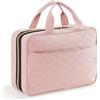 Lifewit Beauty Case da Viaggio Donna, Grande Trousse Trucchi da Appendere, Beautycase da Viaggio con 4 Trasparente Scomparti, Regalo Donna e Uomo, Medio, Rosa