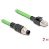 Delock - Cavo di rete - da M12-A (M) a RJ-45 (M) a 8 pin - 2,0 m - 6,8 mm - SF/UTP - senza gancio - verde (80422)