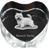 Art-Dog Norwich Terrier - foto del cane in cristallo, cuore di cristallo, cornice unica con foto del marchio Art-Dog