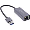 Inline Adattatore di rete USB 3.2 da USB-A a RJ45, adattatore Gigabit LAN per connessione stabile, Plug & Play, alloggiamento in alluminio, 3380P