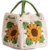 ZUGLQYSX Borsa Uncinetto Donna Borsa a mano quadrata con girasole, borsa a all'uncinetto, da sposa fai te