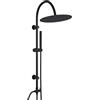 Görbach Colonna Doccia senza Miscelatore, set doccia a pioggia in acciaio inox con Soffione rotondo D30 cm e Doccetta a Mano, asta doccia vintage a forma di U Nero