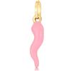 Gioielleria Lucchese Oro Ciondolo Corno Napoletano Oro Giallo 18 kt Smalto Rosa GL102542