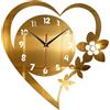 SiaBiced Orologio da Parete Acrilico Silenzioso Creativo Decorativo Moderno con Numeri Scavati Forma Cuore E Fiori Adatto per Ufficio Matrimonio, Oro