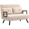 HOMCOM Divano letto 2 posti Divano in velluto, funzione letto, con 2 cuscini, effetto velluto, Naturale, Beige e Nero | Aosom Italy