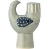 Bloomingville Portacandele Trudy Ceramica Uccello Blu Verde per 1 Candela 12x8 cm