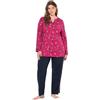 Ulla Popken Pyjama, Floraler Druck, V-Ausschnitt, Langarm Set di Pigiama, Fucsia, 46-48 EU Donna