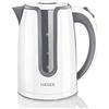 HAEGER Hot Grey, bollitore elettrico con 2200 W di potenza, capacità 1,7 l, base girevole a 360°, resistenza in acciaio inox nascosta, protezione contro l'essiccazione, spegnimento automatico