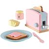 KidKraft Set Tostapane Giocattolo Pastello in Legno, Set Mini Elettrodomestici con Cibo Giocattolo per Cucina per Bambini, Accessori Cucina Bambini, 63374