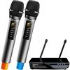 Bietrun Microfono wireless Bietrun con eco/acuti/bassi, portata UHF 160 piedi, sistema di microfono palmare dinamico senza fili UHF doppio per karaoke a casa, riunioni, feste (ricevitore con Bluetooth)