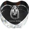 Art-Dog Bulldog americano - fotografia del cane in cristallo, cuore di cristallo, cornice unica con fotografia del marchio Art-Dog