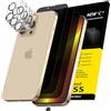 NEW'C 3x Pellicola Protettiva Privacy per iPhone 13 Pro Max (6,7 Pollici)e 3x Pellicola Vetro Protettiva Fotocamera Posteriore+Tappo Antipolvere-Angolo di Privacy 28 Gradi Migliorato-Ultra resistente