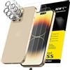 NEW'C 3 x Pellicola Vetro Temperato per iPhone 14 Pro (6,1 Pollici) e 3 x Pellicola Vetro Protettiva Fotocamera Posteriore + Tappo Antipolvere-Vetro Durezza 9H-Ultra resistente - Trasparente HD
