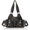 Angel Kiss - Borse da donna a tracolla, piccole, hobo, in pelle vegana, multi-tasca, con cerniera, Bronzo, Small