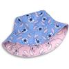 Disney Cappello da Pescatore Reversibile per Ragazze Lilo e Stitch | Punto Blu e Design con Angelo Rosa | Copricapo Casual per Protezione Solare | Accessori in Tessuto Morbido per Bambini