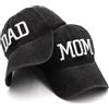 LOHOM Cappello per mamma e papà, regalo per la festa del papà, ricamato, regolabile, regalo per coppie, genitori, cappello nero e cappello per papà nero